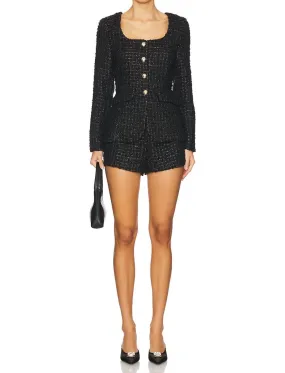Amanda Uprichard - Kya Long Sleeve Tweed Romper