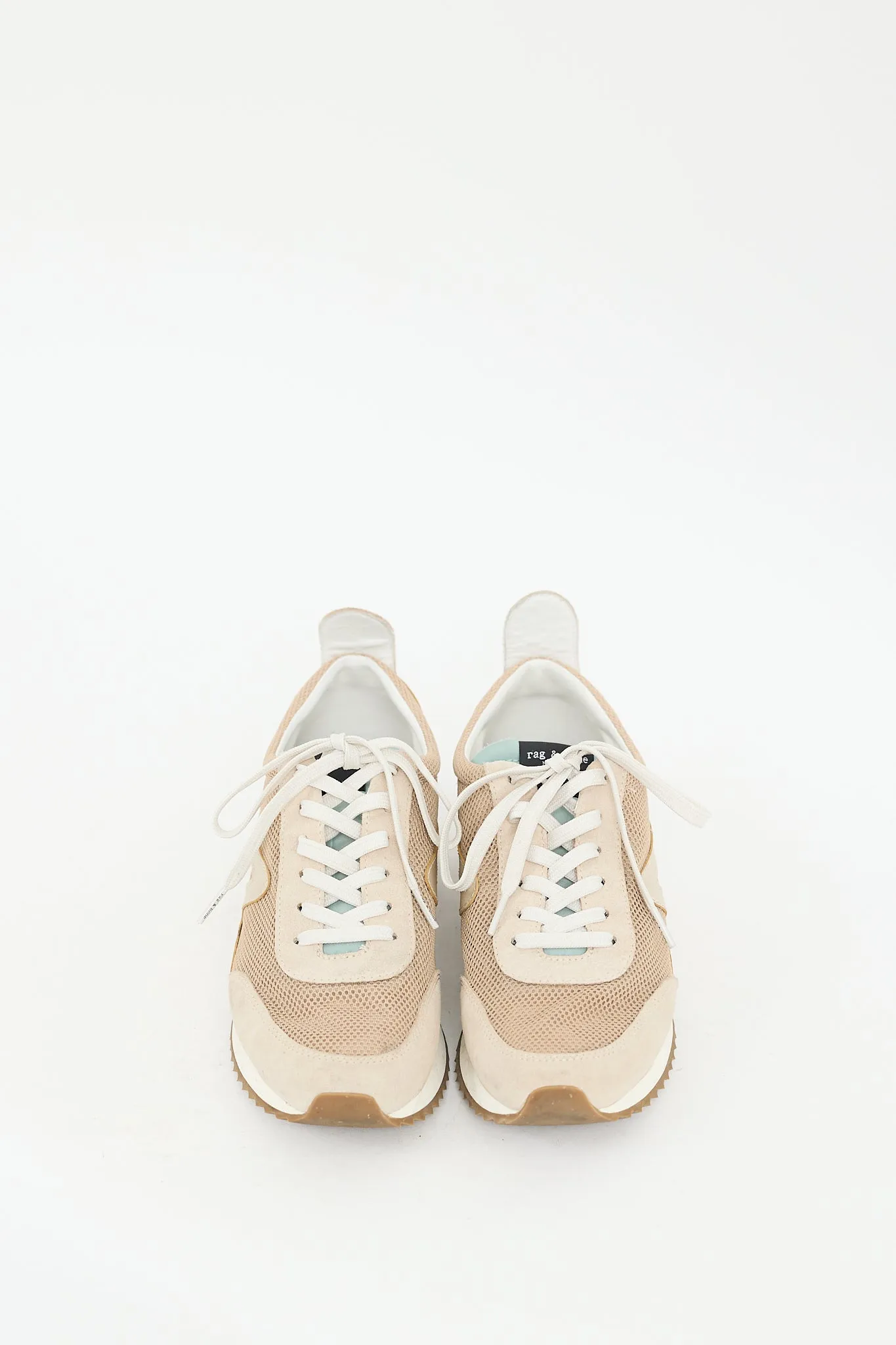Beige & Green Mesh Retro Sneaker