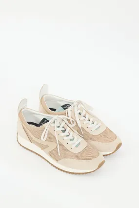 Beige & Green Mesh Retro Sneaker