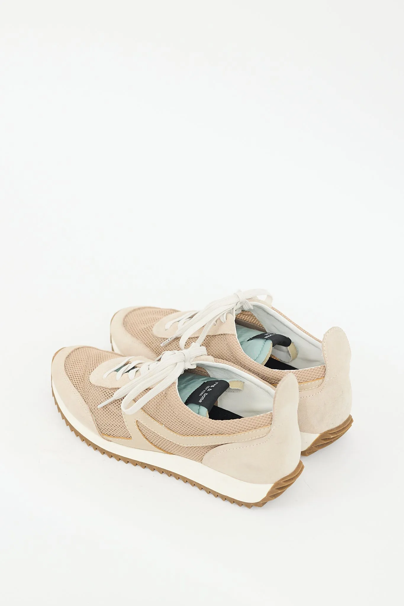 Beige & Green Mesh Retro Sneaker