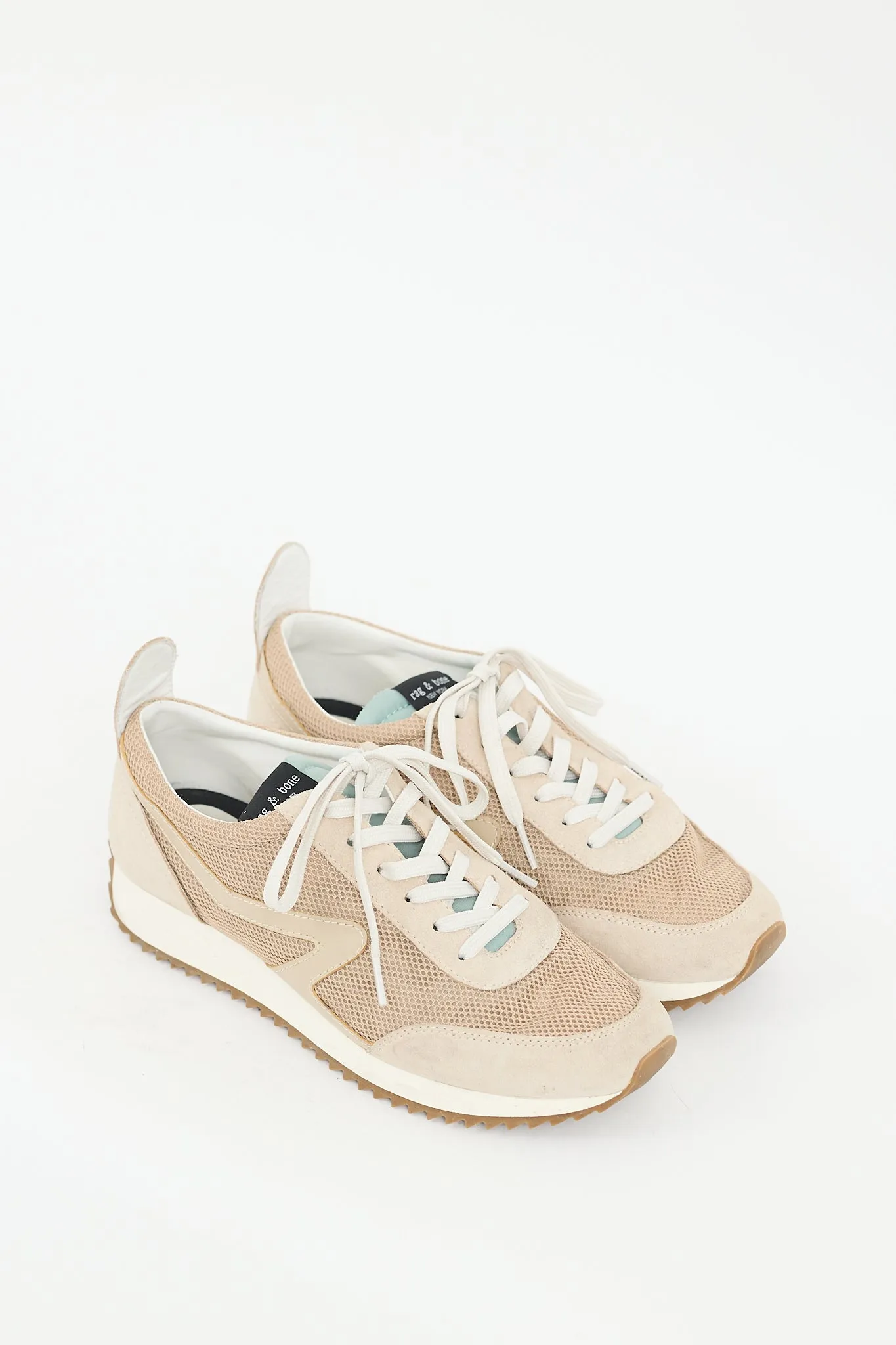 Beige & Green Mesh Retro Sneaker