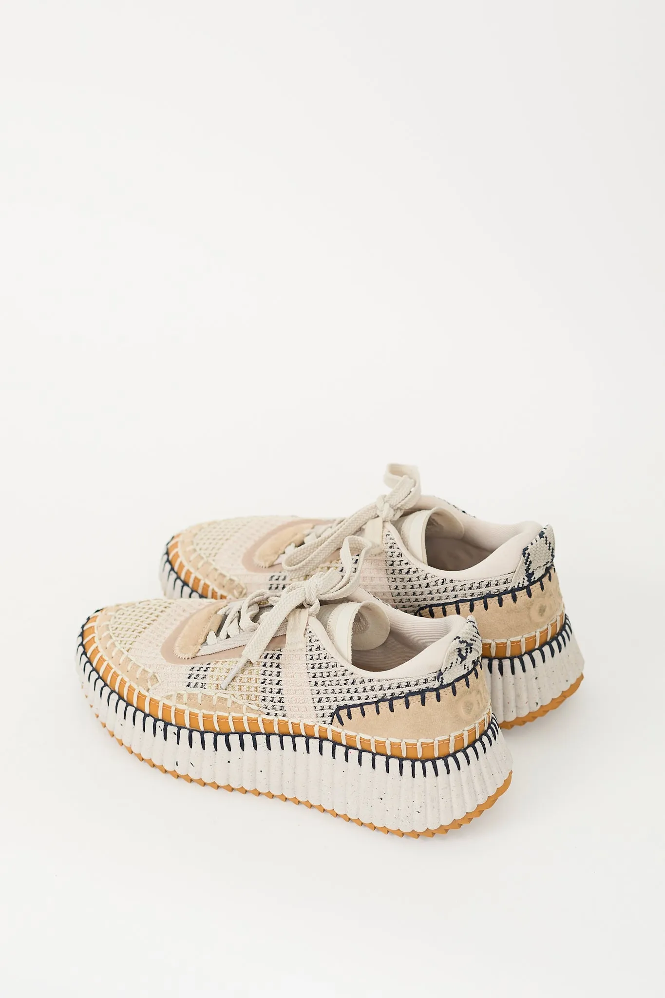 Beige & Multicolour Woven Mesh Nama Sneaker