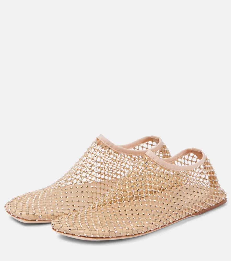 Christopher Esber Minette crystal-embellished mesh slip-on shoes