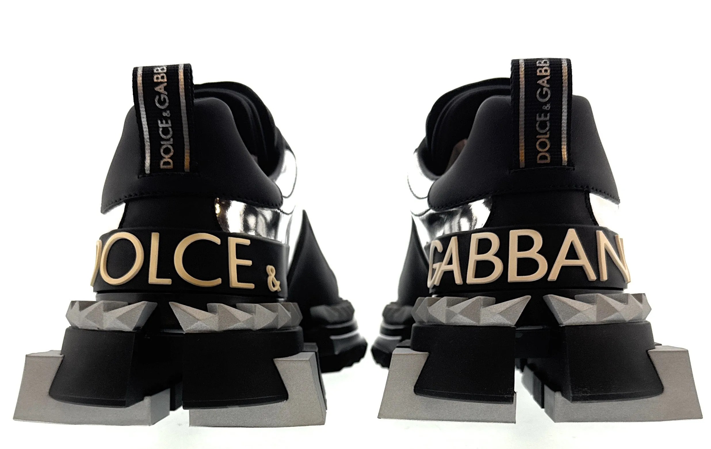 Dolce & Gabbana Daymaster Metallic Silver Chunky Sneakers Black White-EU35