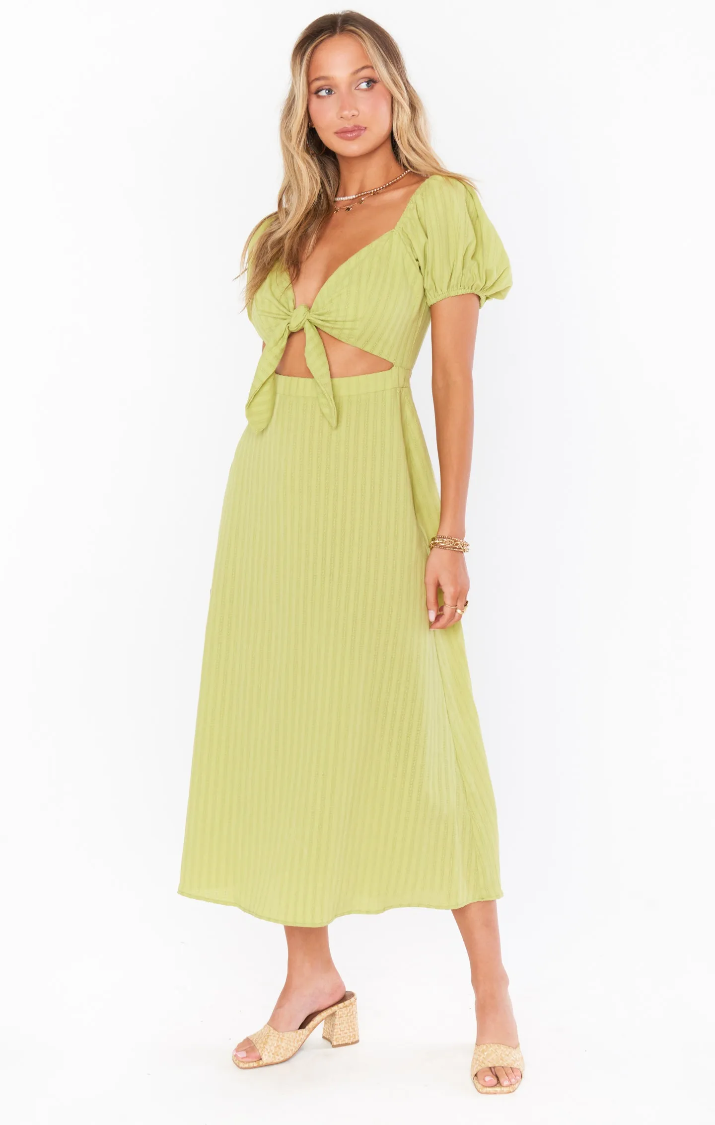 Gabrielle Tie Dress ~ Pear Green