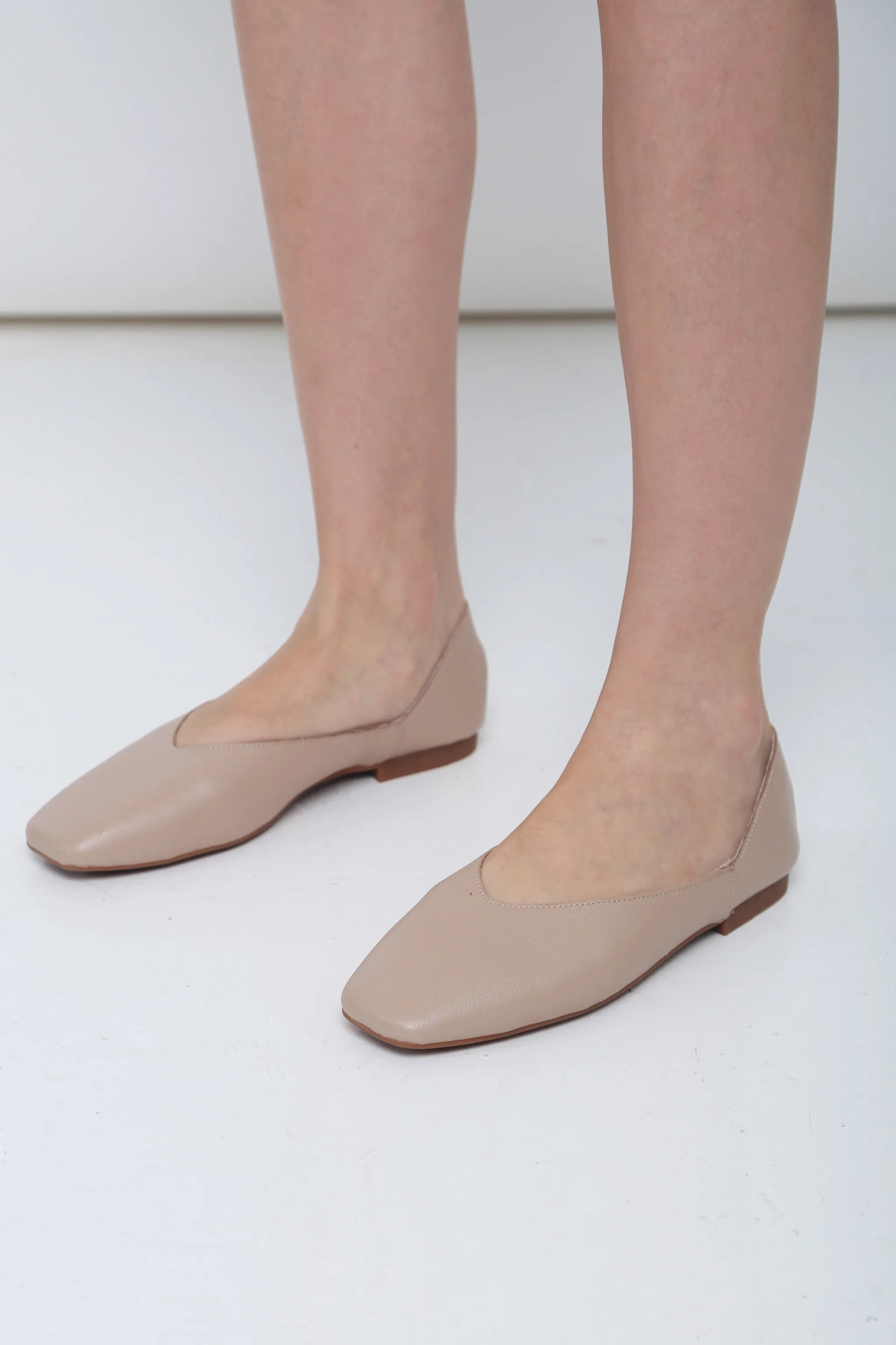 Mollie Leather Flats Latte
