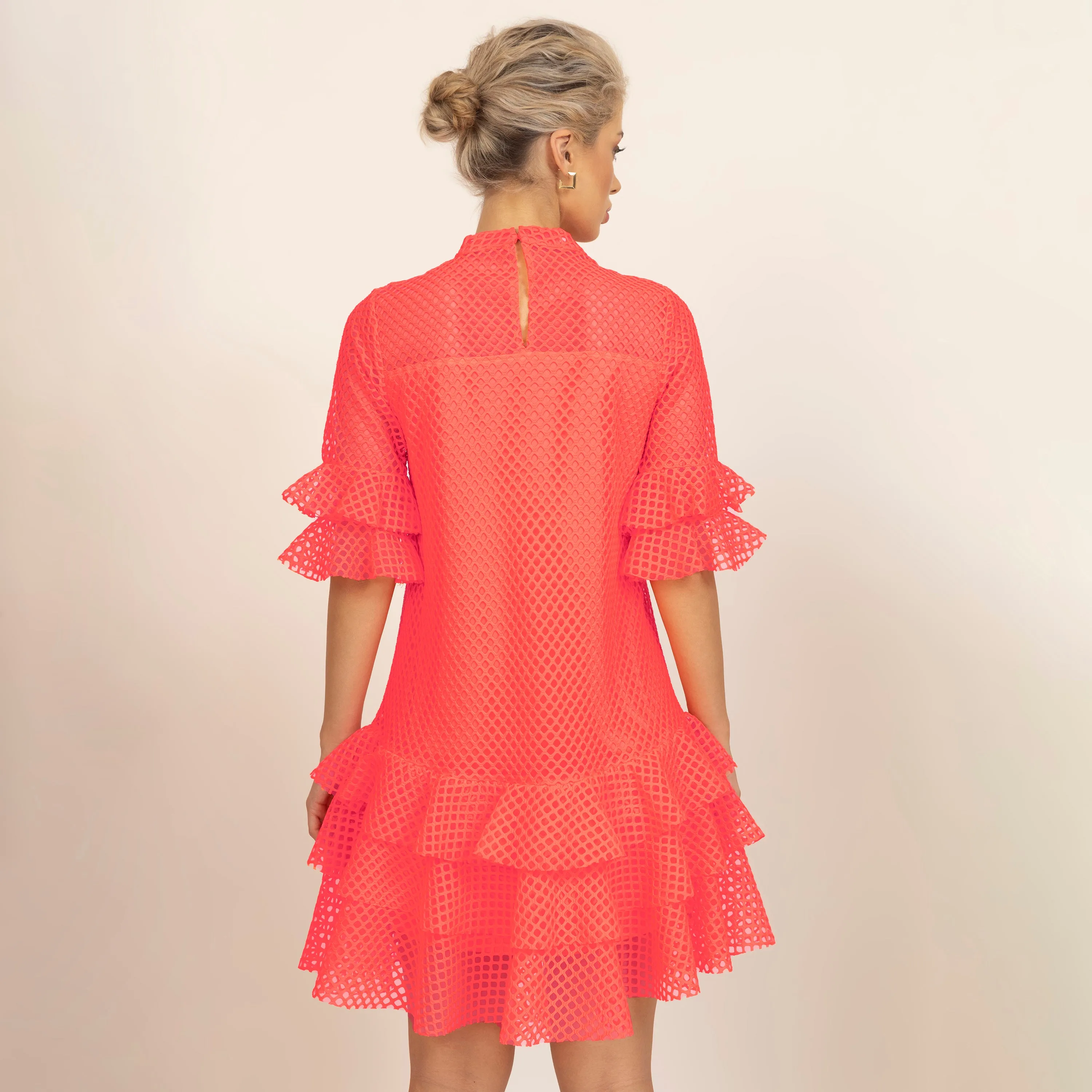 Neon Mesh Net Multi Layer Frill Dress
