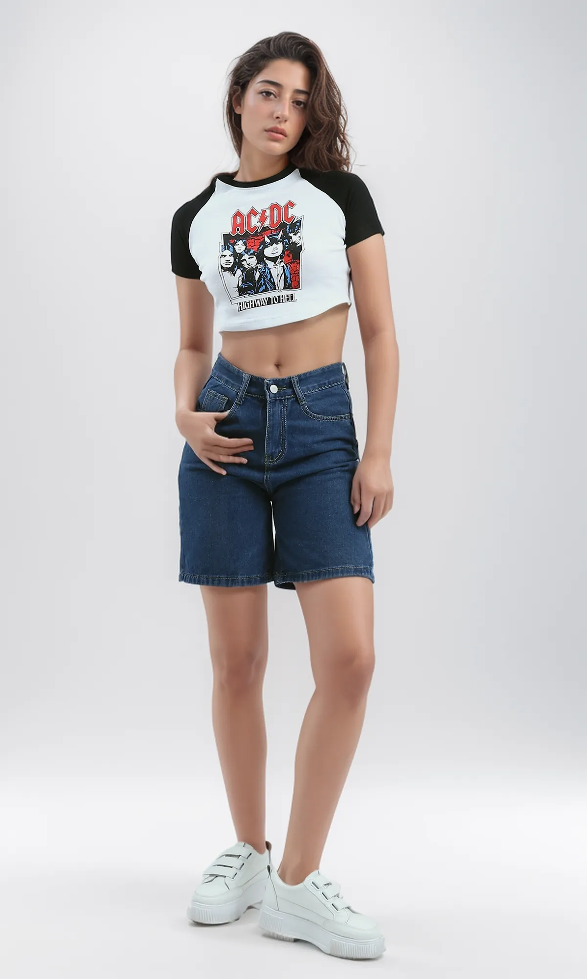 O181678 White Front Print & Back Cotton Casual Tee