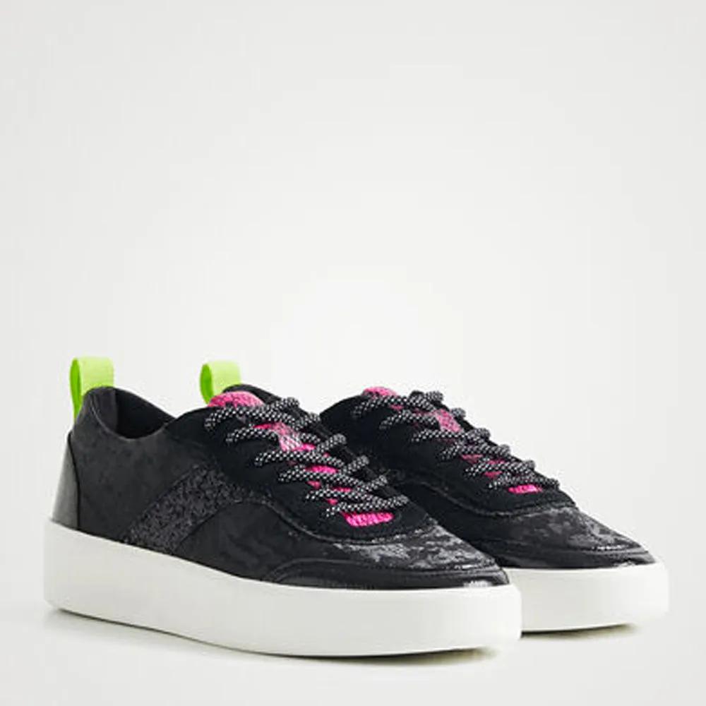 Scarpe Donna DESIGUAL Sneakers Camouflage con Glitter colore Nero