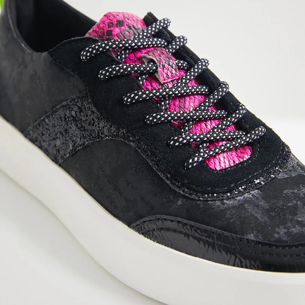 Scarpe Donna DESIGUAL Sneakers Camouflage con Glitter colore Nero