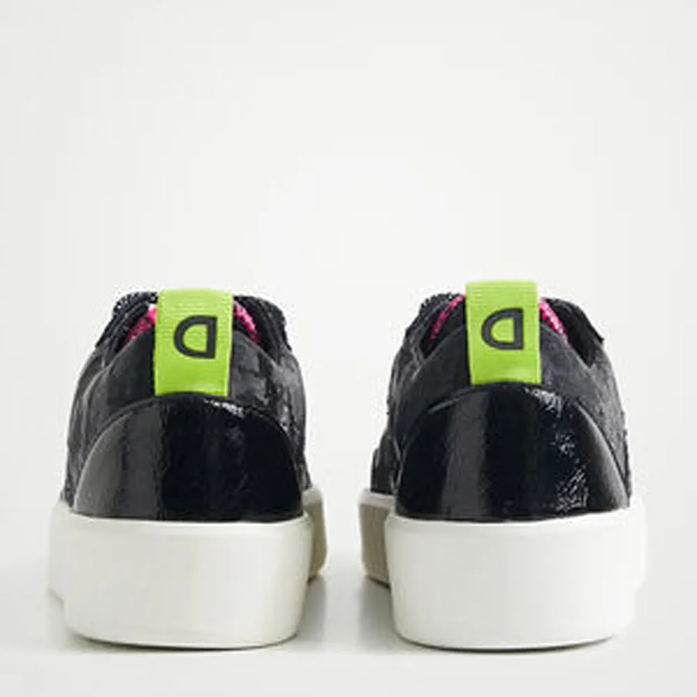 Scarpe Donna DESIGUAL Sneakers Camouflage con Glitter colore Nero