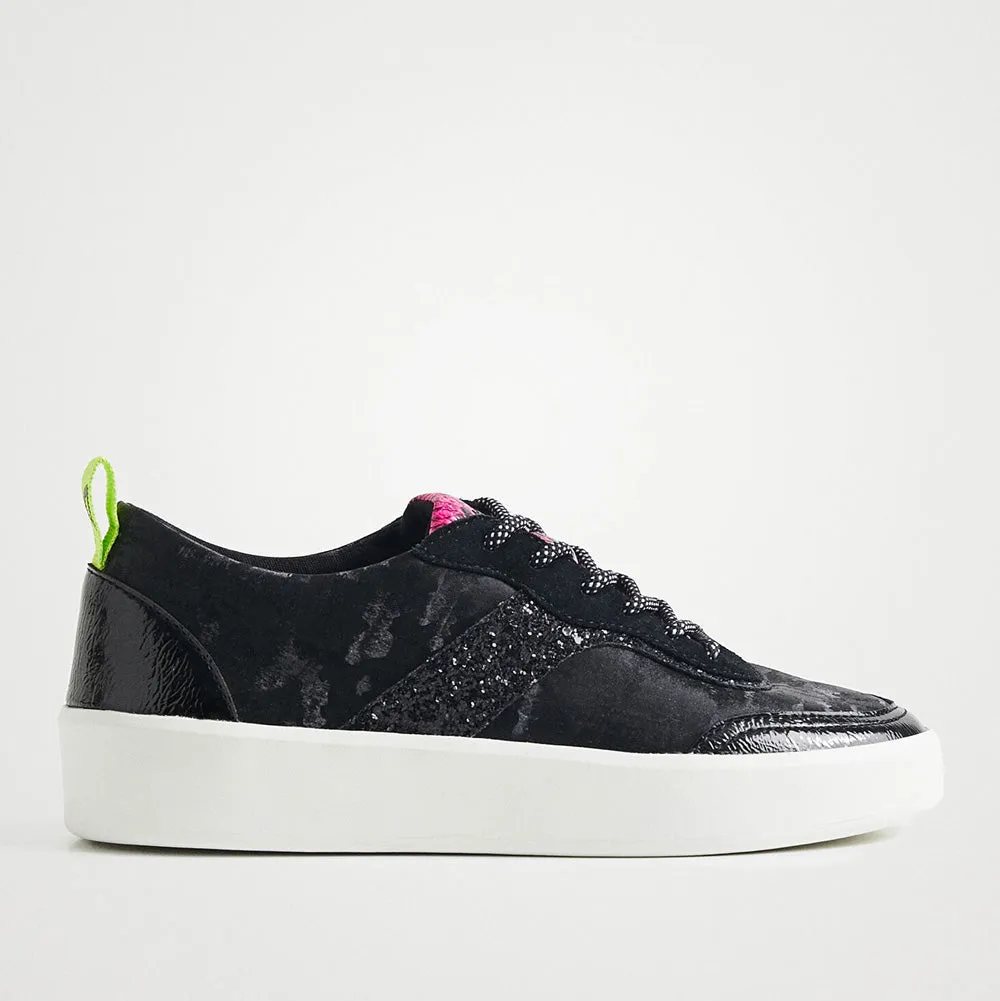 Scarpe Donna DESIGUAL Sneakers Camouflage con Glitter colore Nero