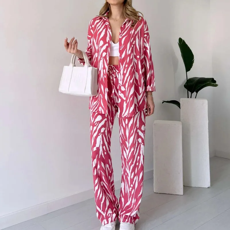 🌸Spring Specials 🌸 Chic Women's Zebra Print Shirt & Pants Set