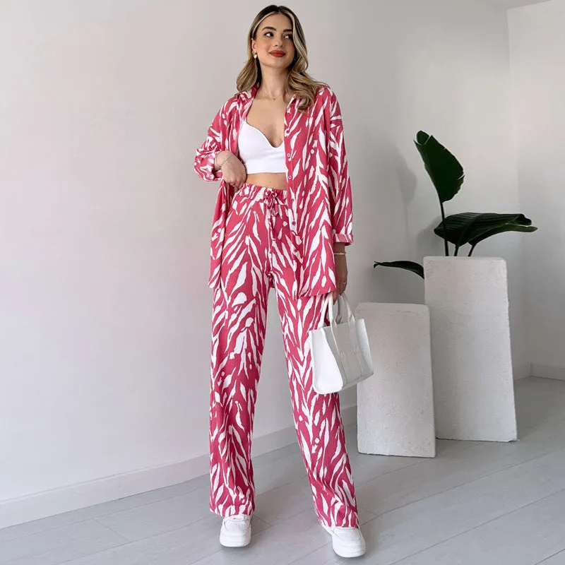 🌸Spring Specials 🌸 Chic Women's Zebra Print Shirt & Pants Set