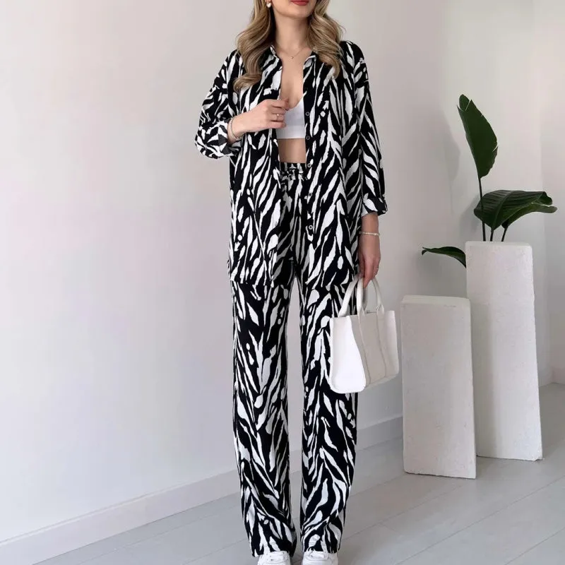 🌸Spring Specials 🌸 Chic Women's Zebra Print Shirt & Pants Set