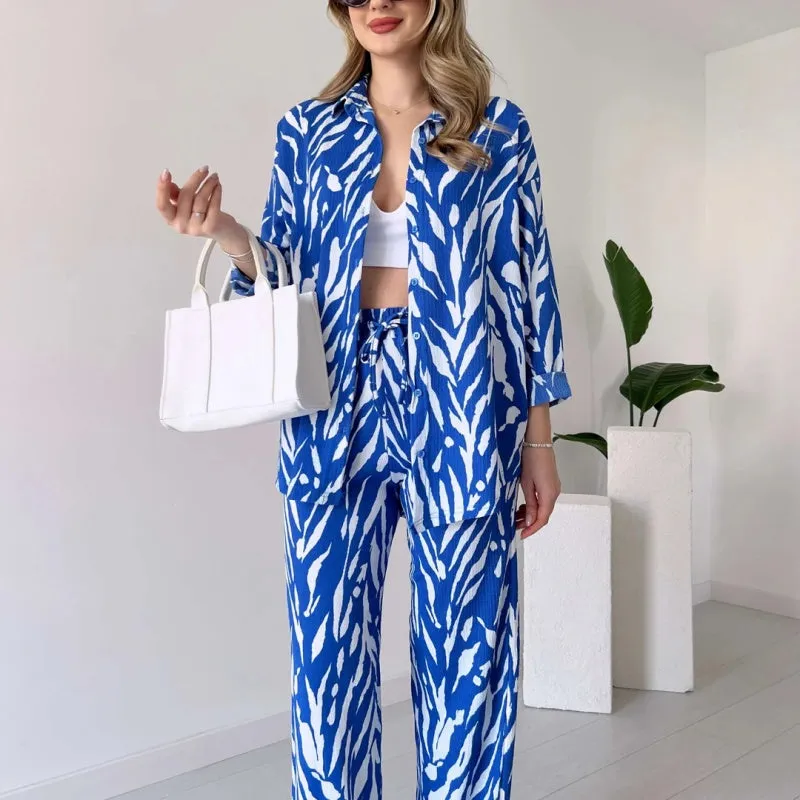 🌸Spring Specials 🌸 Chic Women's Zebra Print Shirt & Pants Set