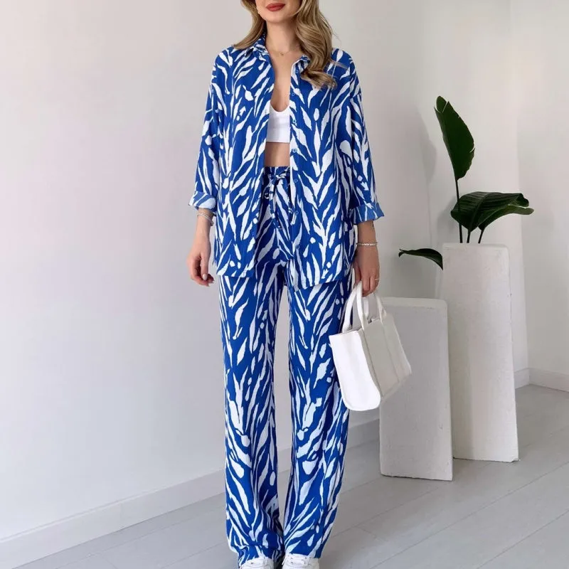🌸Spring Specials 🌸 Chic Women's Zebra Print Shirt & Pants Set