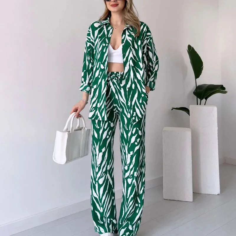 🌸Spring Specials 🌸 Chic Women's Zebra Print Shirt & Pants Set
