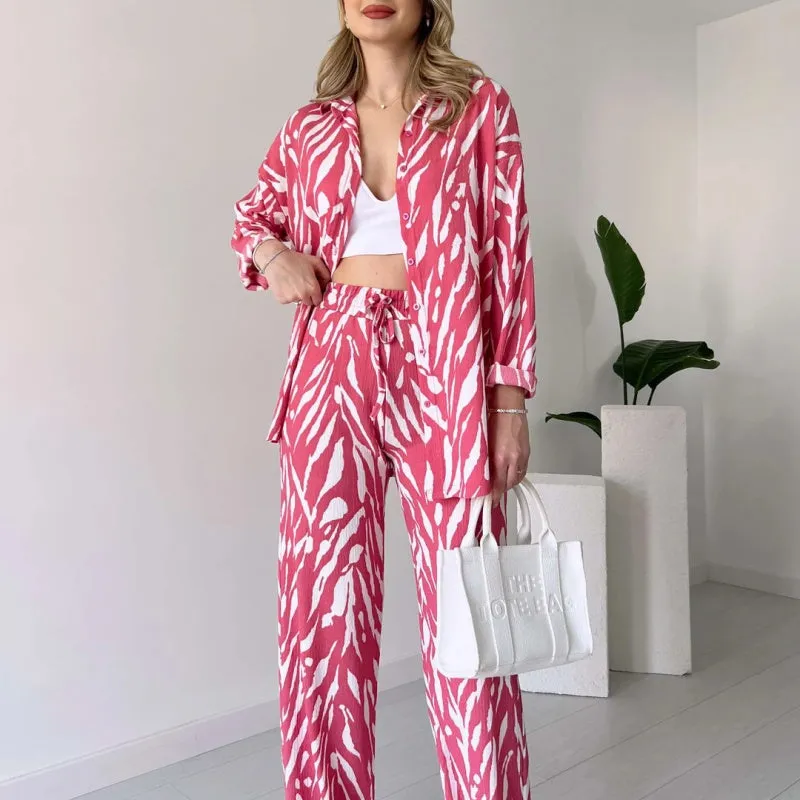 🌸Spring Specials 🌸 Chic Women's Zebra Print Shirt & Pants Set