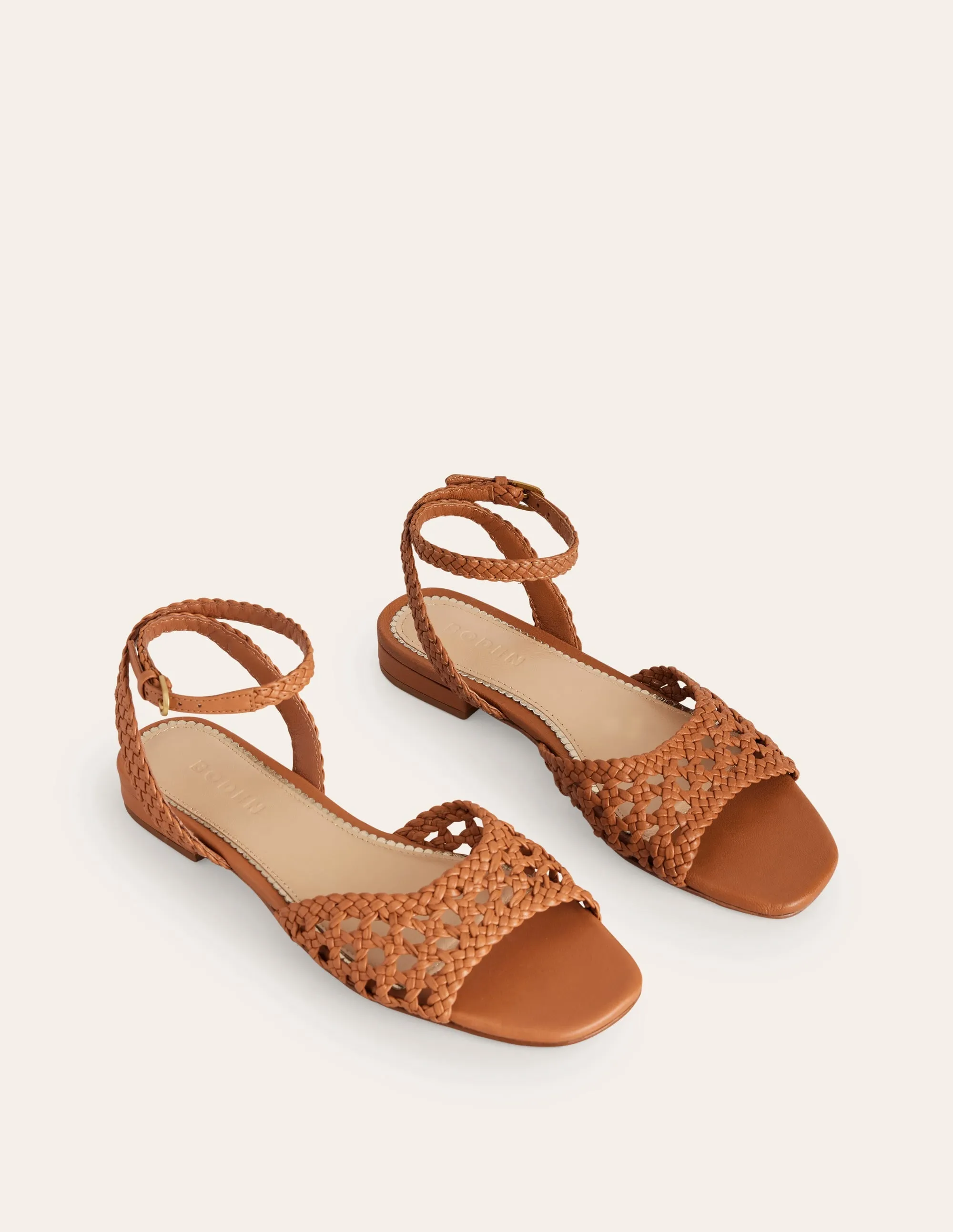 Woven Flat Sandals-Tan