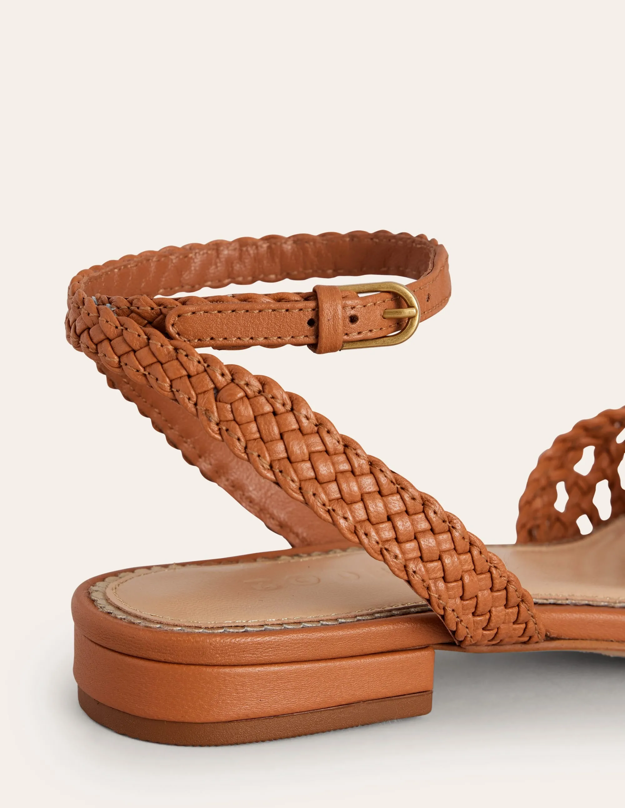 Woven Flat Sandals-Tan