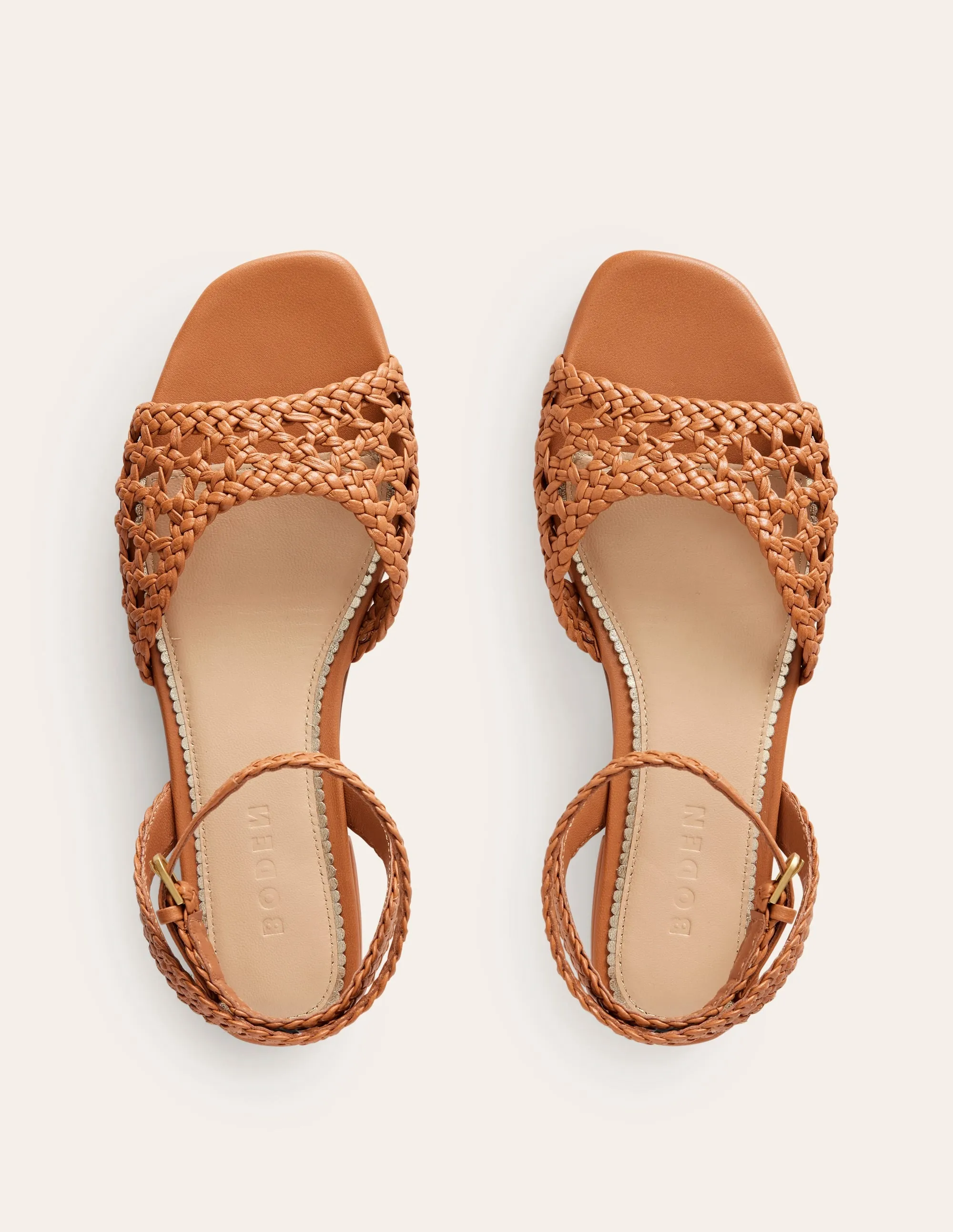 Woven Flat Sandals-Tan