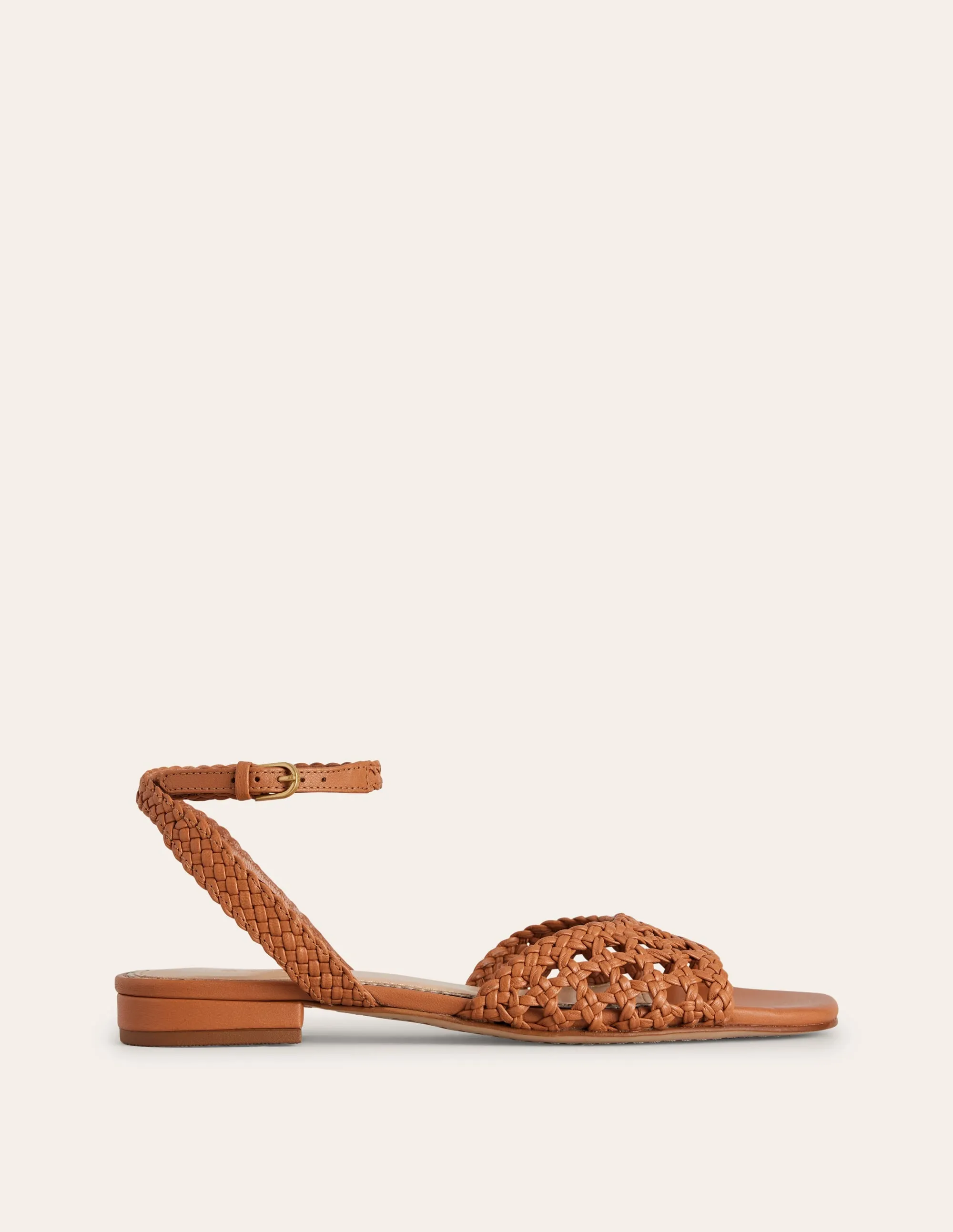 Woven Flat Sandals-Tan